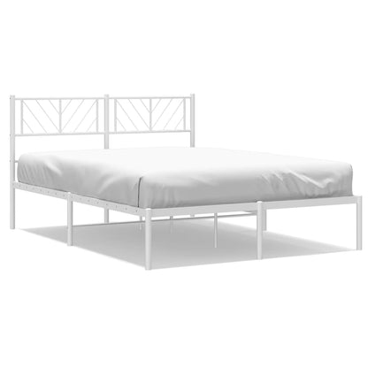 White Metal Bed Frame with Headboard 120x190cm (Mattress Not Included)