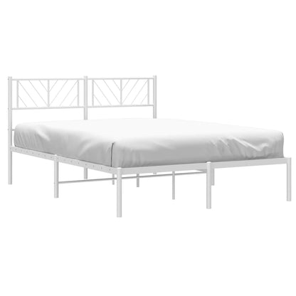 White Metal Bed Frame with Headboard 120x190cm (Mattress Not Included)