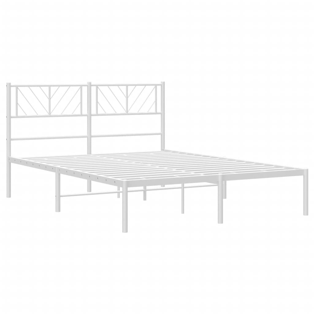 White Metal Bed Frame with Headboard 120x190cm (Mattress Not Included)