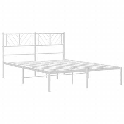 White Metal Bed Frame with Headboard 120x190cm (Mattress Not Included)