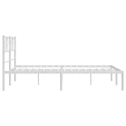 White Metal Bed Frame with Headboard 120x190cm (Mattress Not Included)