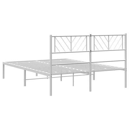 White Metal Bed Frame with Headboard 120x190cm (Mattress Not Included)
