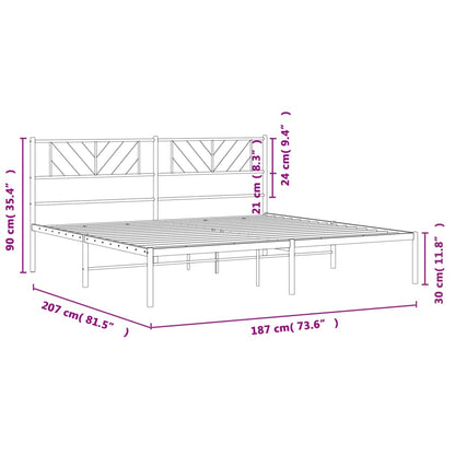 Sleek White Metal Bed Frame with Headboard (180x200cm)