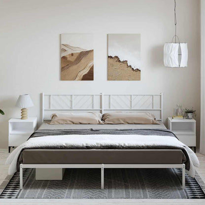 White Metal Bed Frame with Headboard - 183x213cm (No Mattress)