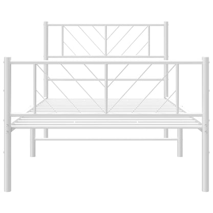 White Metal Bed Frame with Footboard 90x200cm - Sturdy & Stylish