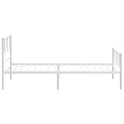 White Metal Bed Frame with Footboard - 100x200 cm