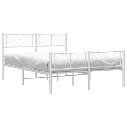 White Metal Bed Frame with Footboard 120x200cm - No Mattress