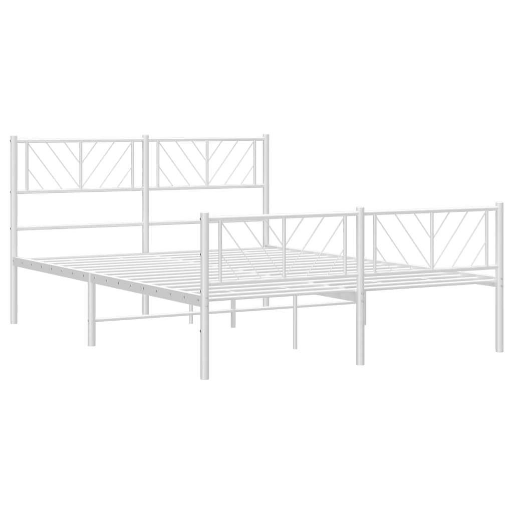 White Metal Bed Frame with Footboard 120x200cm - No Mattress