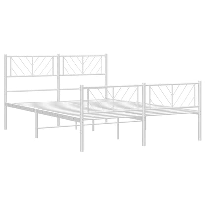White Metal Bed Frame with Footboard 120x200cm - No Mattress