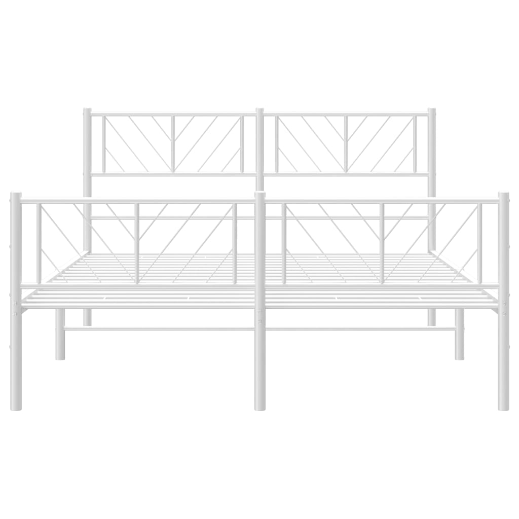 White Metal Bed Frame with Footboard 120x200cm - No Mattress