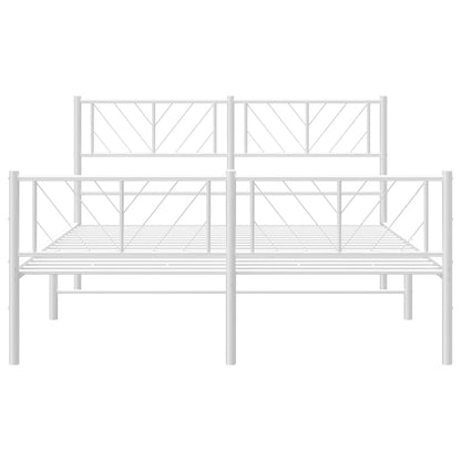 White Metal Bed Frame with Footboard 120x200cm - No Mattress