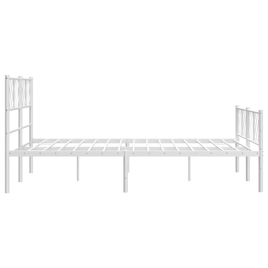 White Metal Bed Frame with Footboard 120x200cm - No Mattress