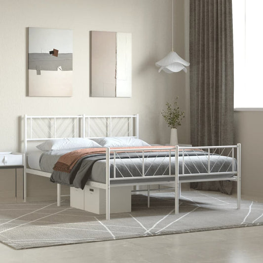 White Metal Bed Frame with Footboard 120x200cm - No Mattress