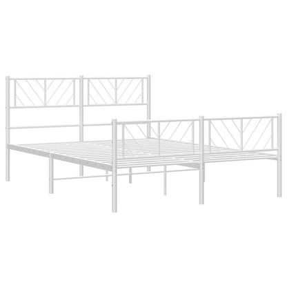 White Metal Bed Frame with Footboard - 140x190cm (No Mattress)