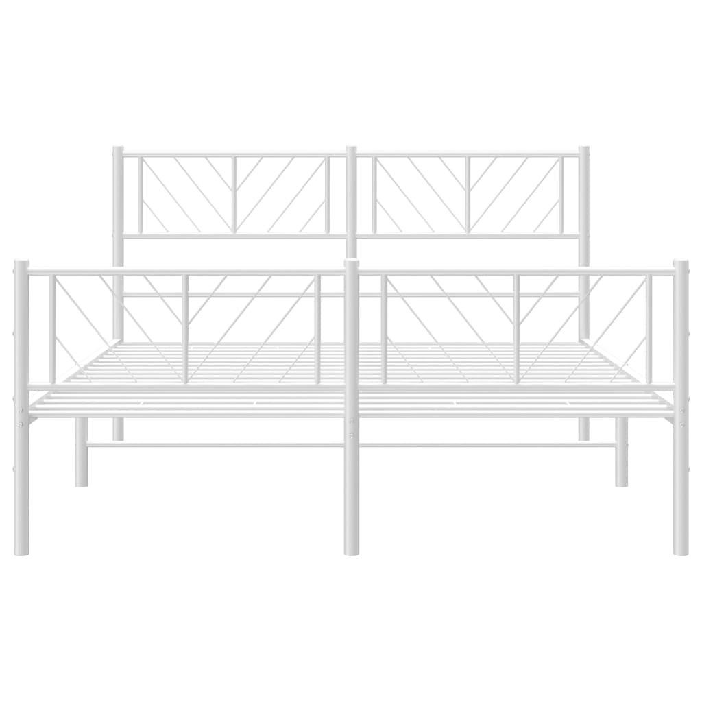 White Metal Bed Frame with Footboard - 140x190cm (No Mattress)