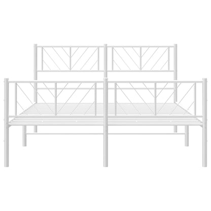 White Metal Bed Frame with Footboard - 140x190cm (No Mattress)