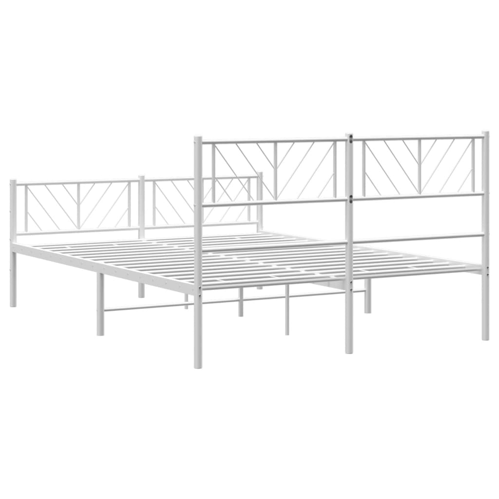 White Metal Bed Frame with Footboard - 140x190cm (No Mattress)