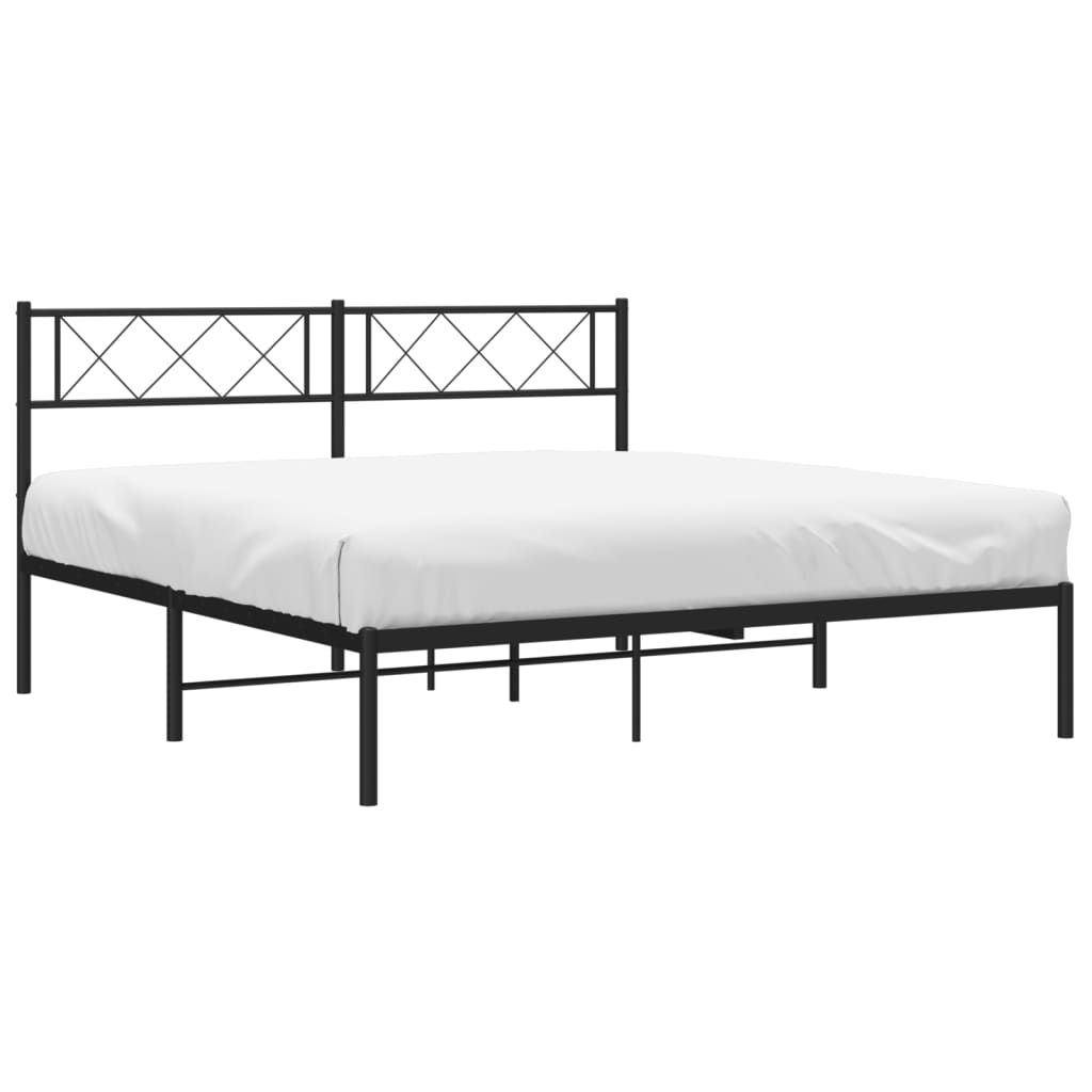 Stylish Black Metal Bed Frame with Headboard 120x200cm