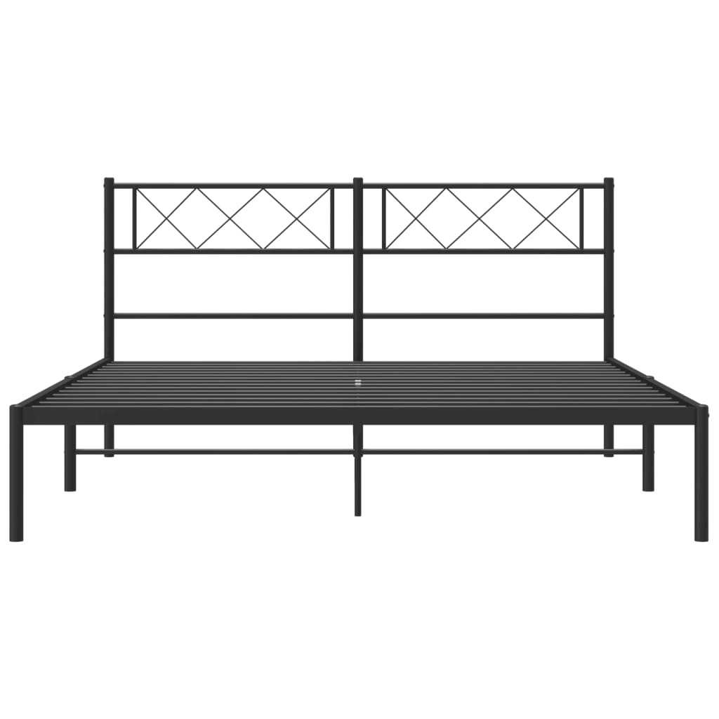 Stylish Black Metal Bed Frame with Headboard 120x200cm
