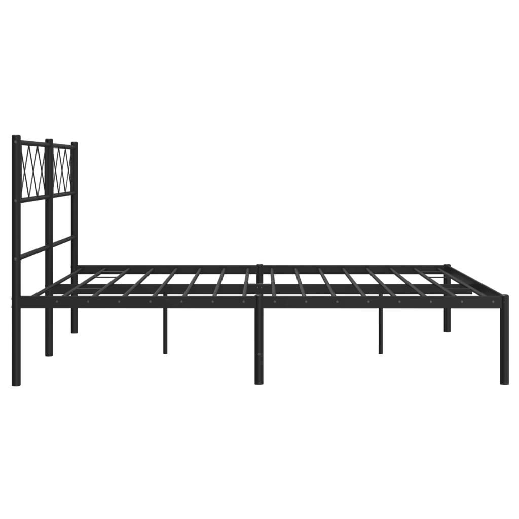 Stylish Black Metal Bed Frame with Headboard 120x200cm