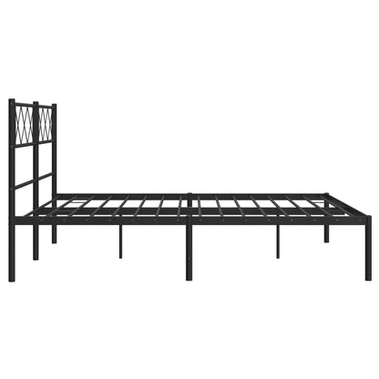 Stylish Black Metal Bed Frame with Headboard 120x200cm