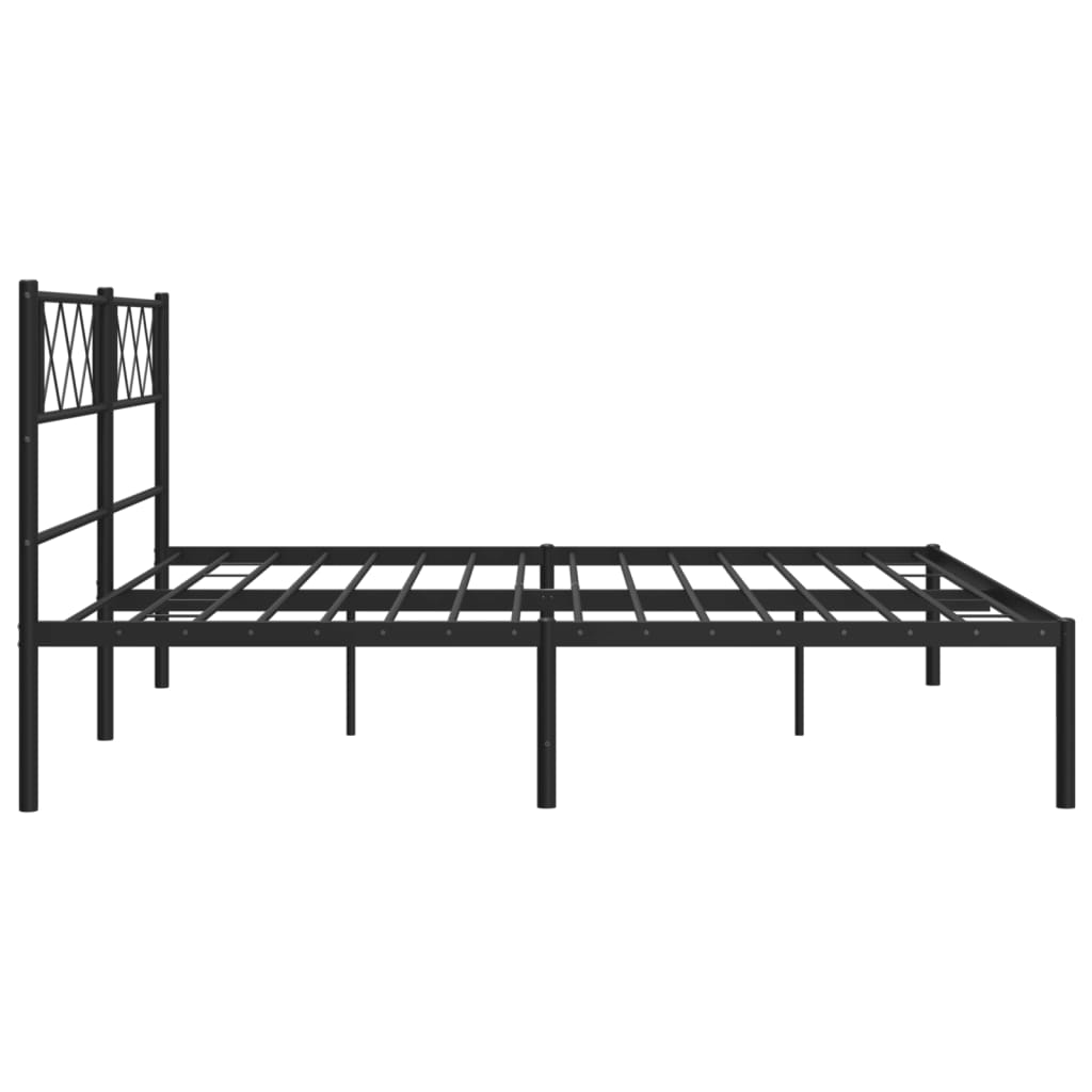 Sleek Black Metal Bed Frame with Headboard 180x200cm