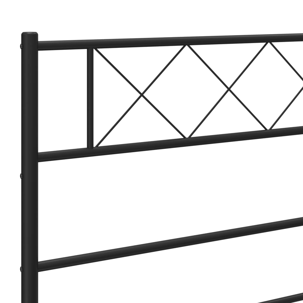 Sleek Black Metal Bed Frame with Headboard 180x200cm