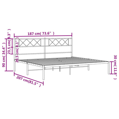 Sleek Black Metal Bed Frame with Headboard 180x200cm