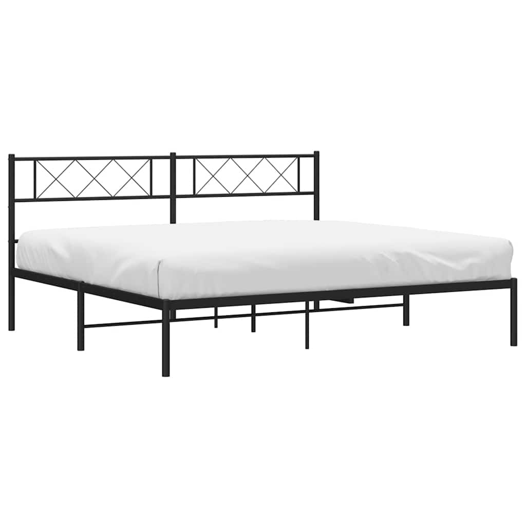 Black Metal Bed Frame with Headboard 183x213cm - No Mattress Included