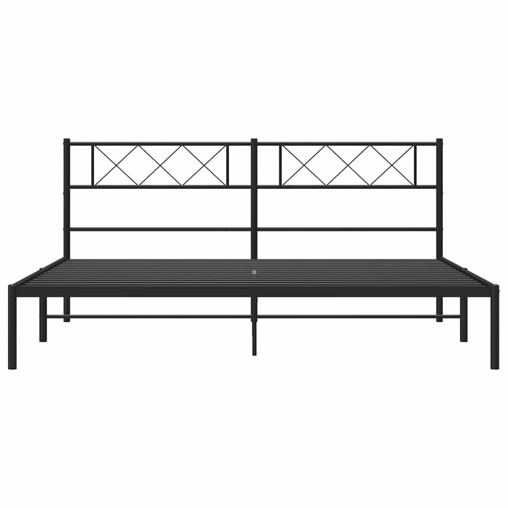 Black Metal Bed Frame with Headboard 183x213cm - No Mattress Included