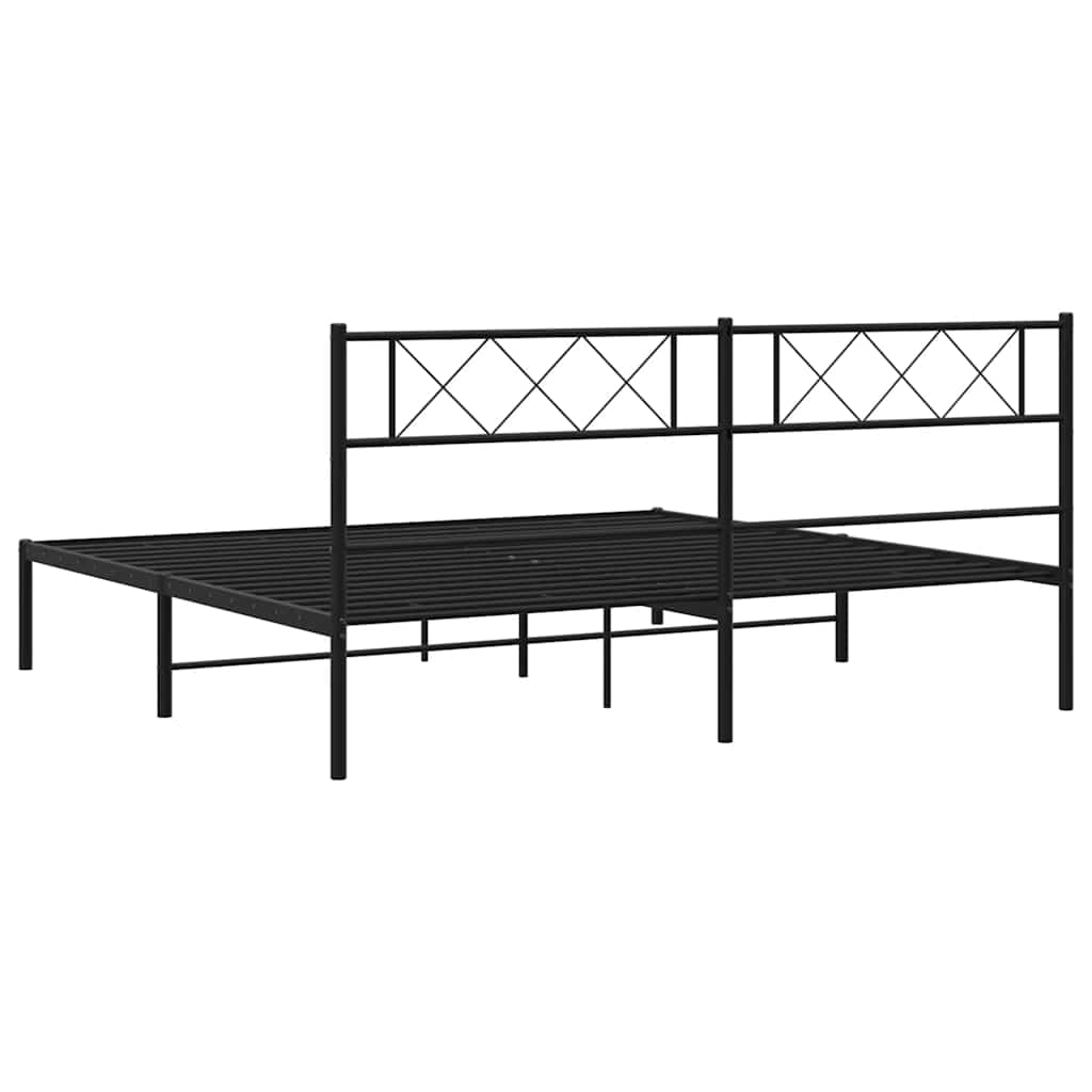 Black Metal Bed Frame with Headboard 183x213cm - No Mattress Included