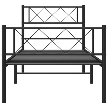 Black Metal Bed Frame with Footboard - 107x203cm, Mattress Not Included