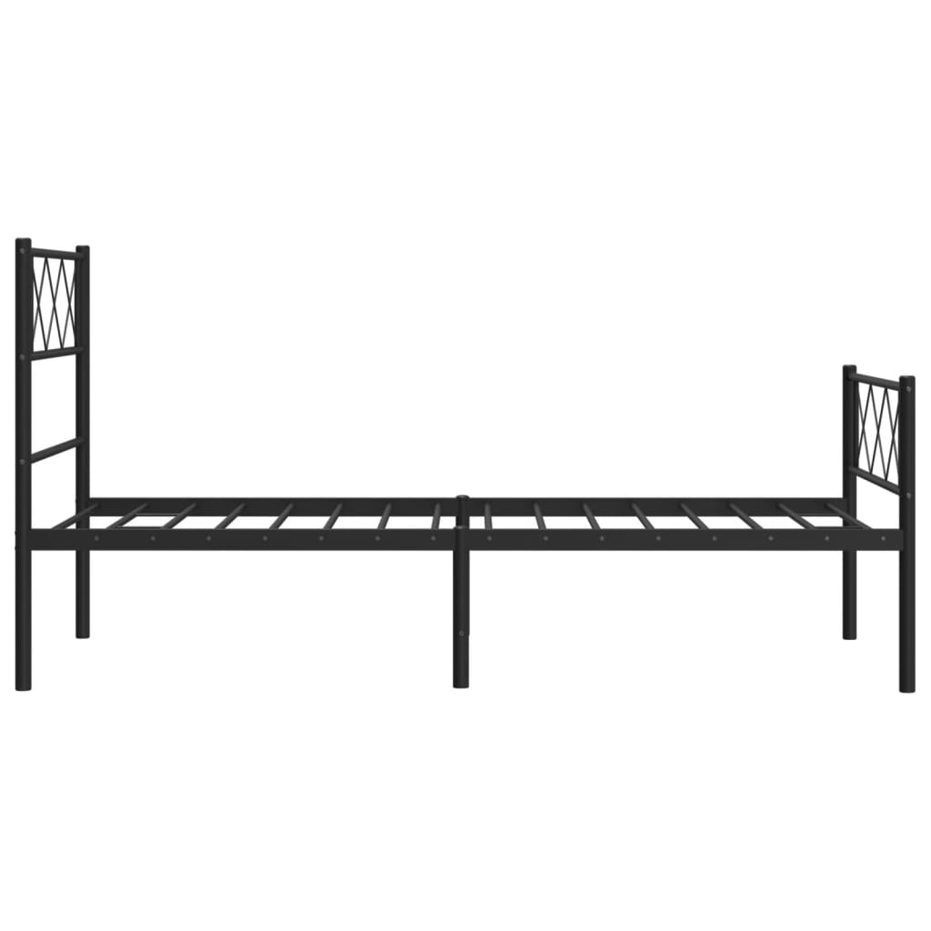 Black Metal Bed Frame with Footboard - 107x203cm, Mattress Not Included
