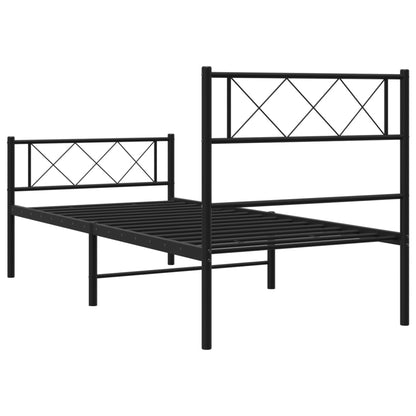 Black Metal Bed Frame with Footboard - 107x203cm, Mattress Not Included