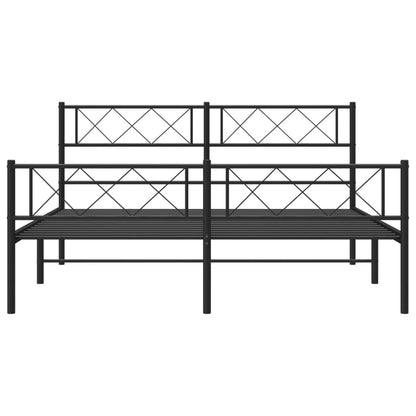 Metal Bed Frame without Mattress with Footboard Black 120x190cm
