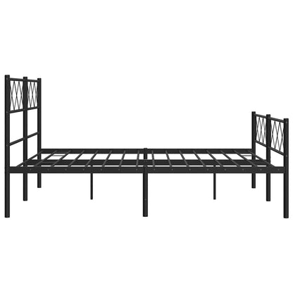 Black Metal Bed Frame with Footboard, 135x190cm - No Mattress
