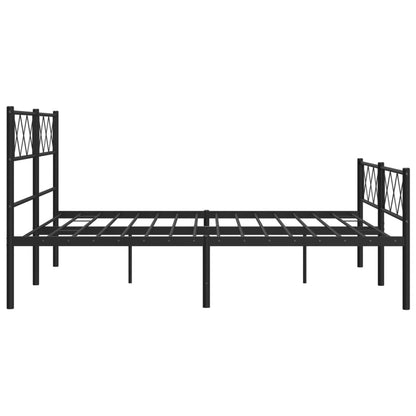 Black Metal Bed Frame with Footboard - 160x200cm Sturdy Design