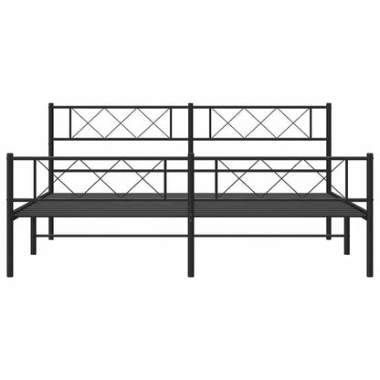 Black Metal Bed Frame with Footboard, No Mattress, 183x213cm