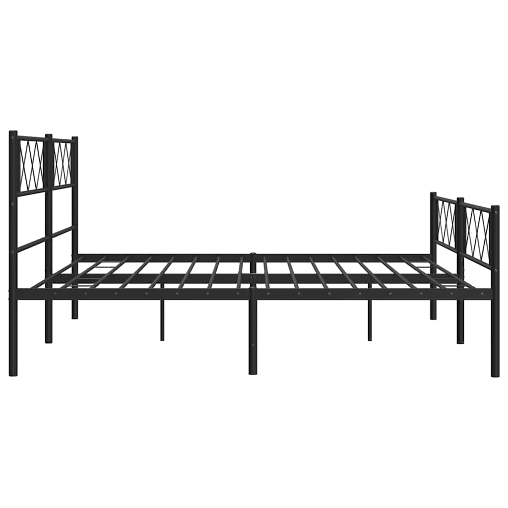Black Metal Bed Frame with Footboard, No Mattress, 183x213cm