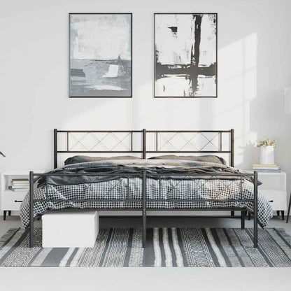 Black Metal Bed Frame with Footboard - 193x203cm Sturdy Design