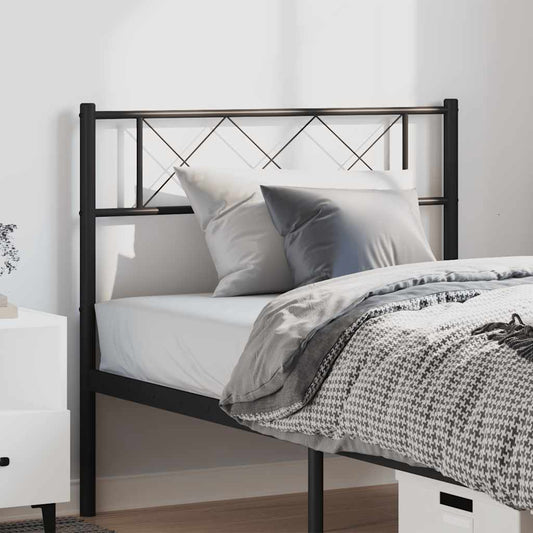 Sleek Black Metal Headboard 100 cm - Modern Bedroom Elegance