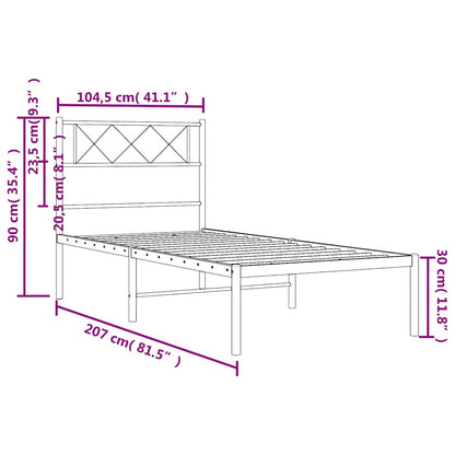 White Metal Bed Frame with Headboard 100x200cm - No Mattress
