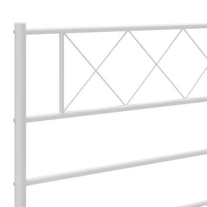 White Metal Bed Frame with Headboard, 107x203cm, No Mattress