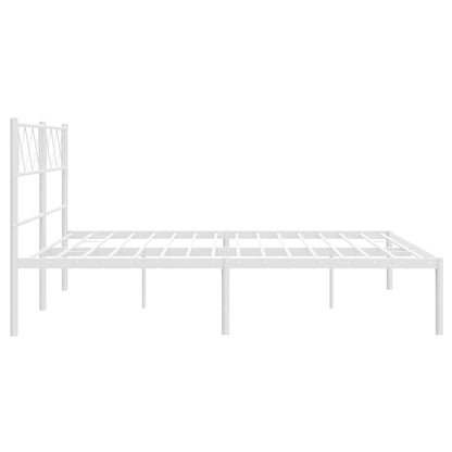 White Metal Bed Frame with Headboard - 120x190cm, No Mattress