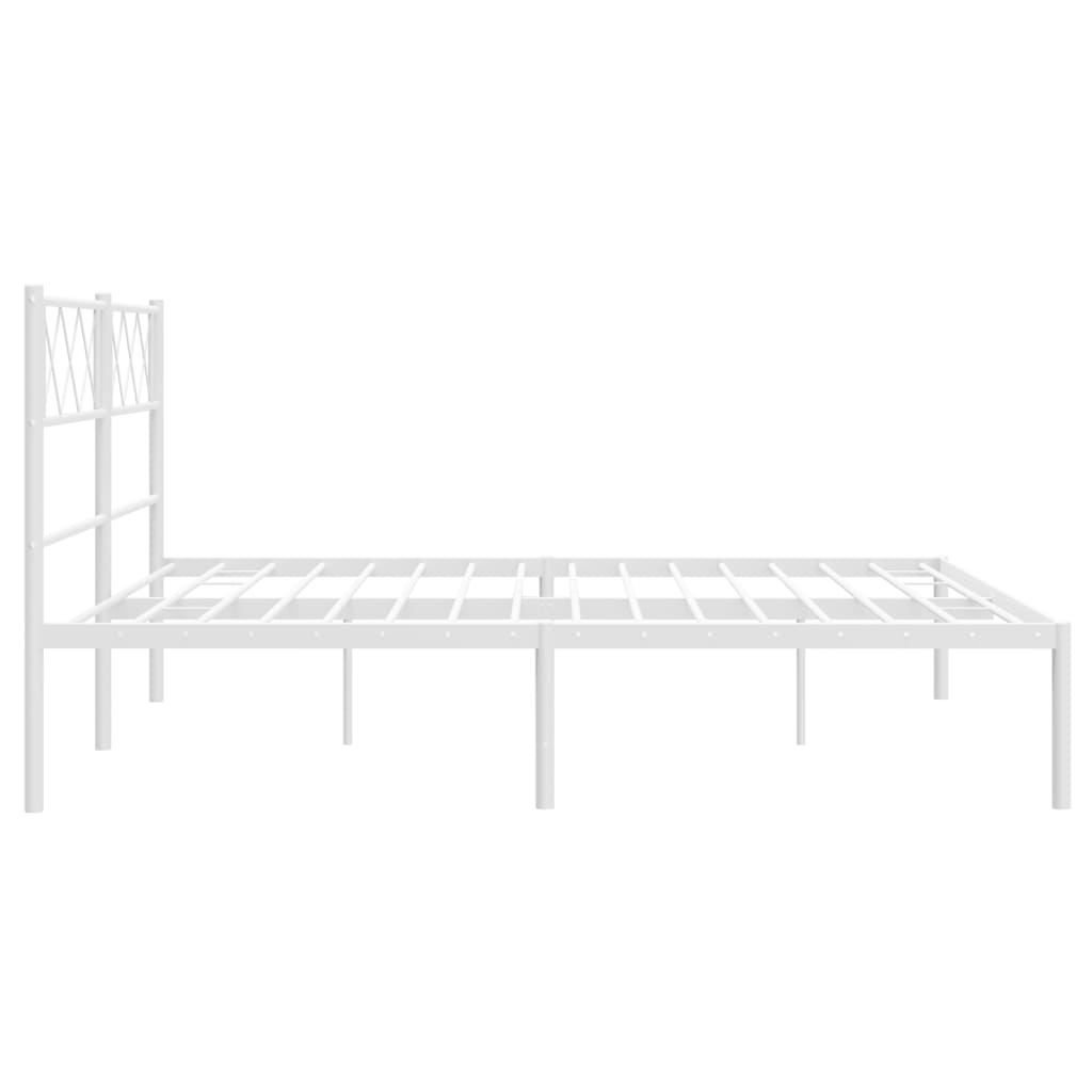 White Metal Bed Frame with Headboard - No Mattress, 120x200cm