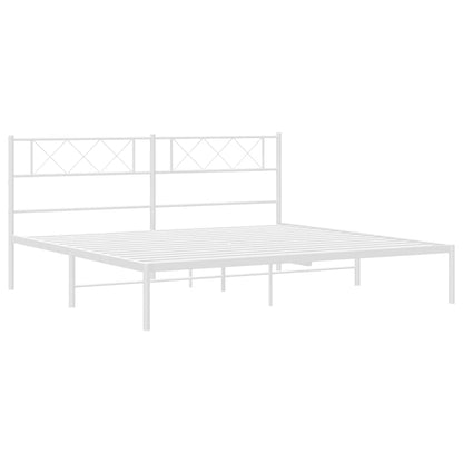 White Metal Bed Frame with Headboard 183x213cm - No Mattress