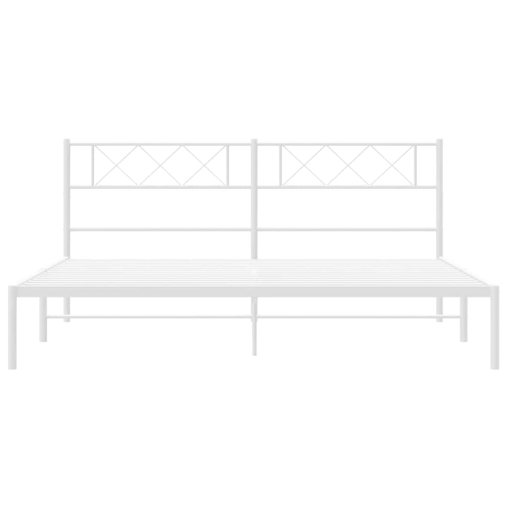 White Metal Bed Frame with Headboard 183x213cm - No Mattress