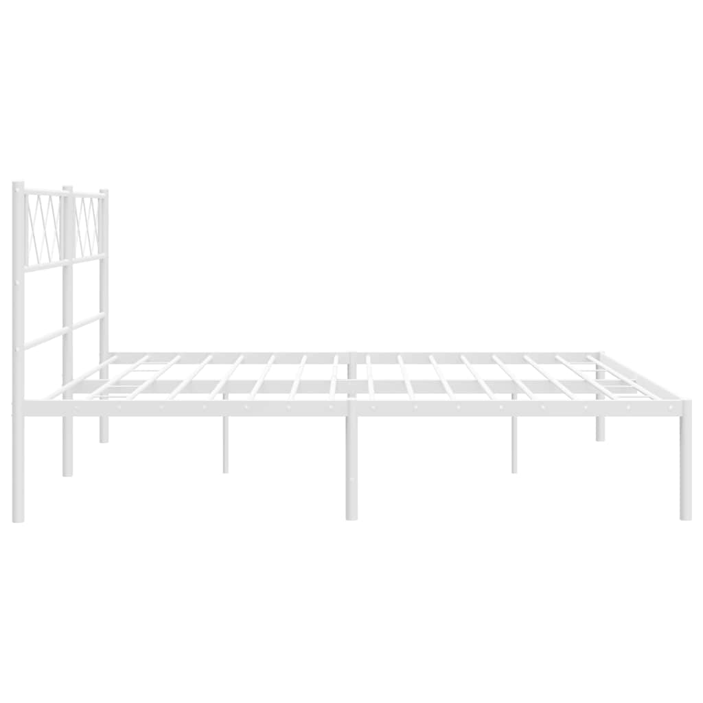 White Metal Bed Frame with Headboard 183x213cm - No Mattress