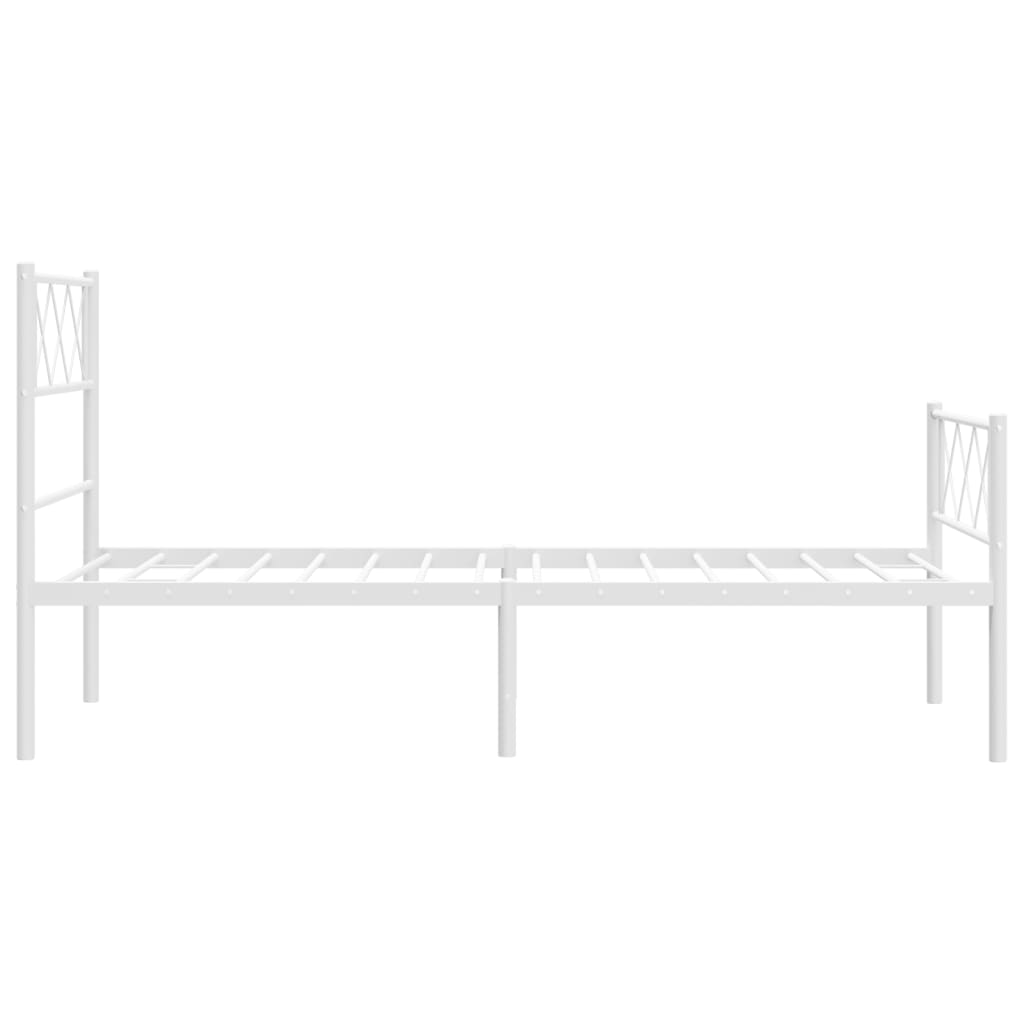White Metal Bed Frame with Footboard, No Mattress, 80x200cm