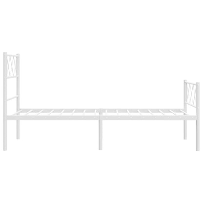 White Metal Bed Frame with Footboard, No Mattress, 80x200cm
